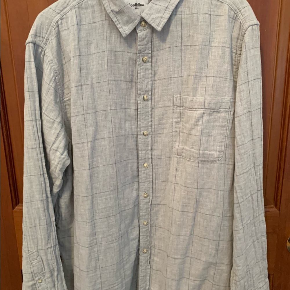 Goodfellow & Co Mens Standard Double Weave Long Sleeve Shirt Gray 2XL Like New